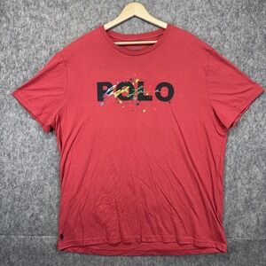 Polo Ralph Lauren T-Shirt Men's XL Paint Logo Big Pony Red Short Sleeve